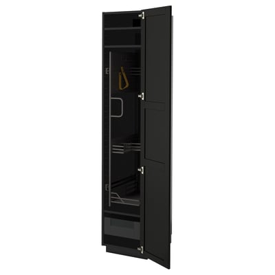 Armoire de rangement METOD noire avec étagères réglables et tiroirs à fermeture douce.