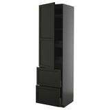 Un meuble de cuisine METOD noir au design traditionnel, doté d’une porte et de trois tiroirs.