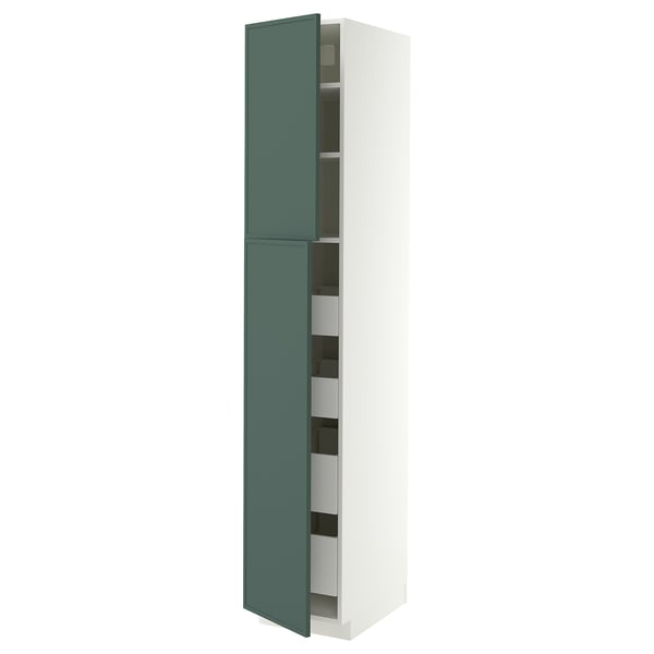 METOD / MAXIMERA Armoire 2 portes/4 tiroirs, blanc/Aspudden gris-vert foncé, 40x60x220 cm
