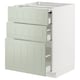 Armoire de cuisine METOD en vert clair avec trois tiroirs, design épuré.