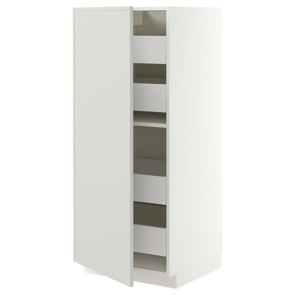 METOD / MAXIMERA Élément armoire avec tiroirs, blanc/Aspudden gris clair, 60x60x140 cm