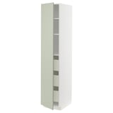 Armoire de cuisine verte METOD, haute, design moderne avec étagères réglables.