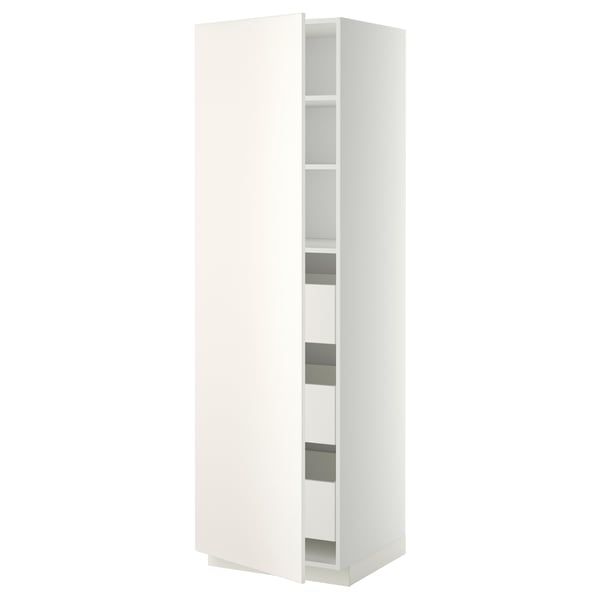 METOD Armoire avec tablettes, blanc/Veddinge blanc, 60x60x200 cm - IKEA