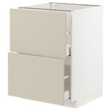 Un meuble de cuisine METOD beige avec deux tiroirs et un design lisse et épuré.