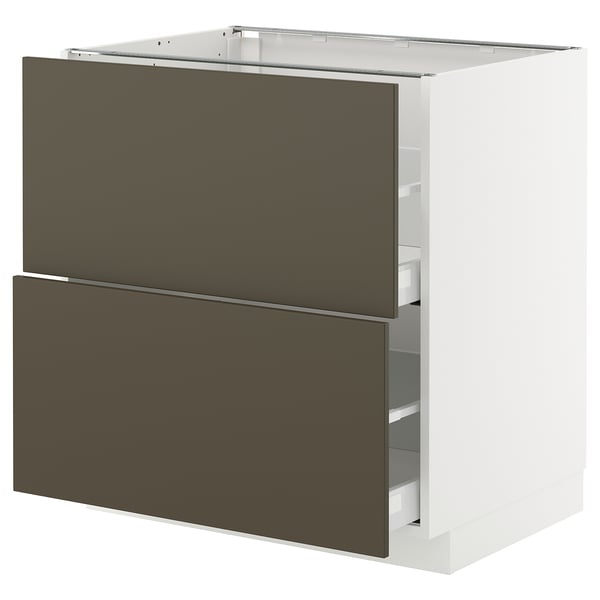 Armoire de cuisine moderne, brun foncé/beige METOD, avec deux tiroirs, design épuré.
