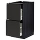 Armoire de cuisine noire moderne avec deux tiroirs et un design élégant et minimaliste.
