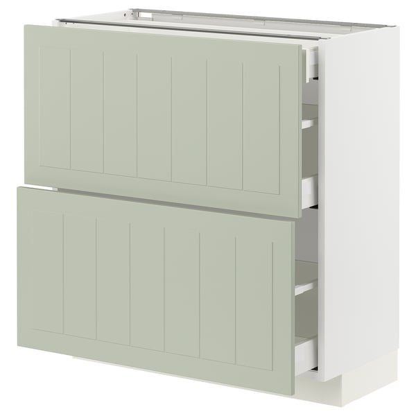 Armoire de cuisine METOD, verte, rectangulaire avec tiroirs.