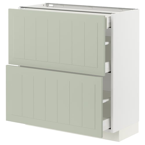 Armoire de cuisine METOD, verte, rectangulaire avec tiroirs.