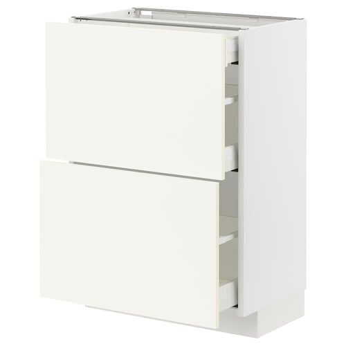 Meuble de cuisine METOD en blanc avec tiroirs coulissants.