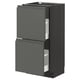Meuble de cuisine Ikea METOD, grain de bois gris foncé, deux tiroirs ouverts.