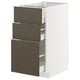 Armoire blanche avec 3 tiroirs brun foncé.