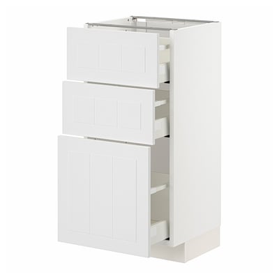 Armoire de cuisine METOD blanche avec plusieurs tiroirs et portes, design moderne.