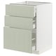 Armoire de cuisine METOD verte avec 3 tiroirs et 1 porte, design moderne avec rainures.