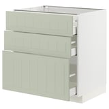 Armoire de cuisine METOD en vert avec trois tiroirs coulissants et un design élégant.