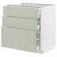 Armoire de cuisine METOD en vert avec trois tiroirs coulissants et un design élégant.
