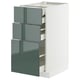Armoire de cuisine METOD moderne blanche avec 3 tiroirs gris-vert brillant ; Élégant, rectangulaire et brillant.