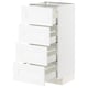 Meuble de cuisine blanc METOD avec quatre tiroirs ouverts, design classique, texture bois.