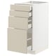 Meuble de cuisine METOD avec tiroirs havstorp beiges, base blanche, quatre tiroirs.