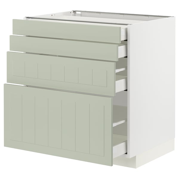 Meuble de cuisine METOD au design vert clair, rectangulaire, à quatre tiroirs.