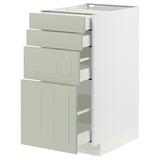 Meuble de cuisine METOD avec façades végétalisées, 3 tiroirs, 2 portes, design moderne, rectangulaire, en panneaux de particules et en acier.