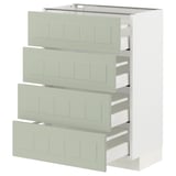 Meuble de cuisine Ikea METOD en vert avec quatre tiroirs.