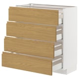 Armoire METOD blanche avec quatre tiroirs en bois, design minimaliste moderne.