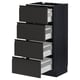 Armoire de cuisine moderne METOD avec tiroirs noirs upplöv, quatre partiellement ouverts sur cadre sombre, design élégant.