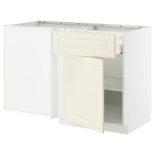 Armoire de cuisine blanc cassé, METOD. Tiroir et étagère. Design carré avec bords biseautés.