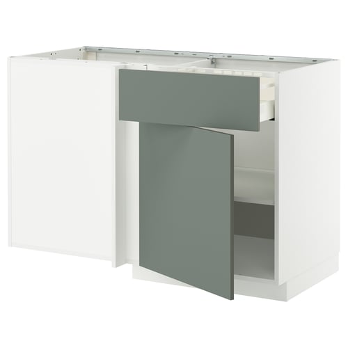 Meuble de cuisine METOD blanc avec porte gris-vert, design moderne.