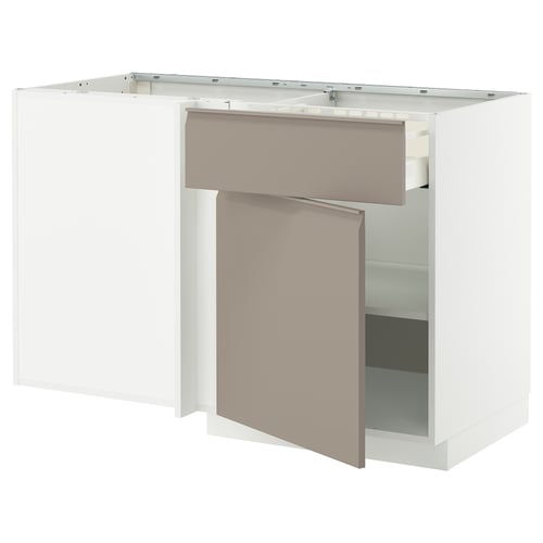 Meuble de cuisine METOD avec portes upplöv gris clair-beige, design moderne, avec poignées intégrées et étagères réglables.