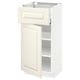 Armoire de cuisine METOD en blanc cassé avec tiroir et étagères, design moderne.