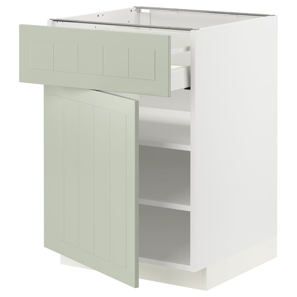 Armoire de cuisine METOD avec porte et tiroir en stensund vert, tiroir simple, étagère réglable, design moderne.