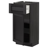 Unité de cuisine METOD noir avec tiroir et armoire, finition bois foncé.
