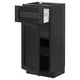 Unité de cuisine METOD noir avec tiroir et armoire, finition bois foncé.
