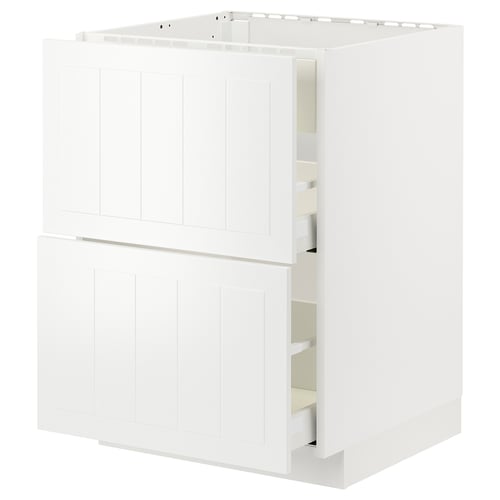 Unité de cuisine METOD blanche : peu profonde, carrée avec trois tiroirs, design blanc élégant.