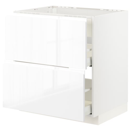 Armoire METOD blanche : finition moderne et brillante, design épuré, style minimaliste, surfaces lisses.