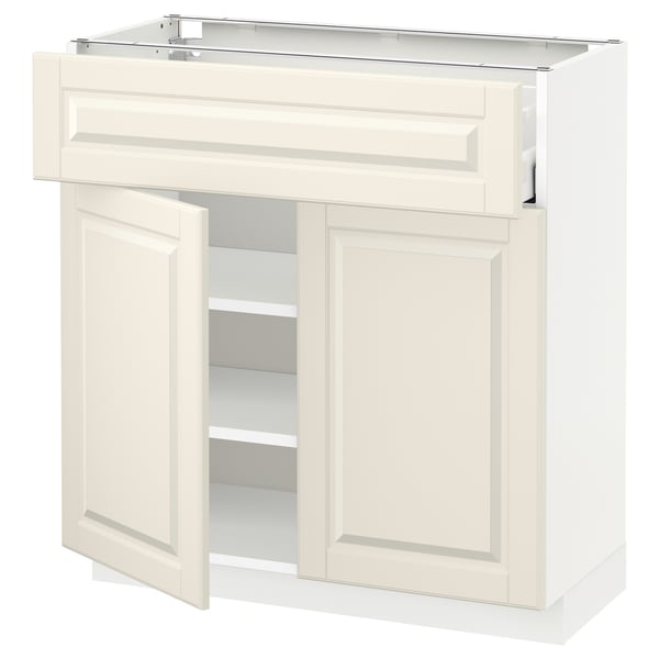 Armoire de cuisine METOD blanc cassé, 2 portes, 1 tiroir, panneau de particules, design traditionnel.
