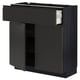 Armoire de cuisine noire avec tiroir et étagère, design moderne.