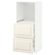 Un meuble de cuisine ikea METOD en blanc cassé avec deux tiroirs et un espace de rangement ouvert au-dessus.