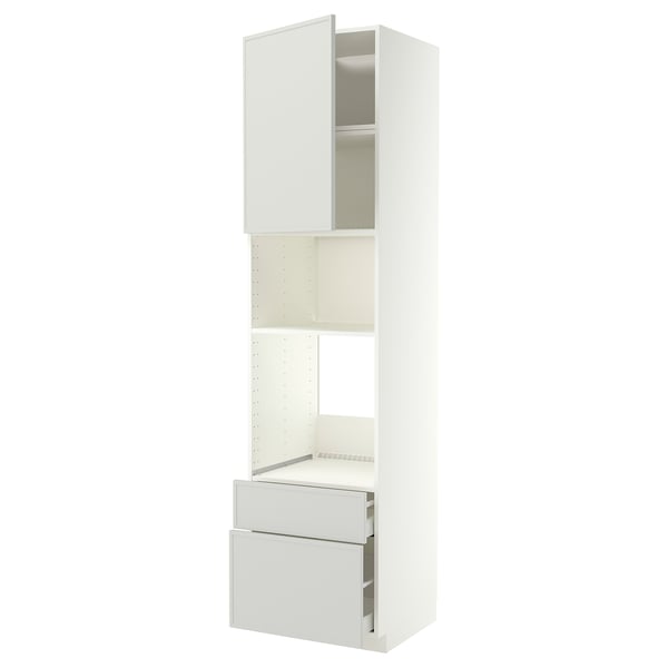 METOD / MAXIMERA Élément haut pr appareils encastrés, blanc/Aspudden gris clair, 60x60x240 cm