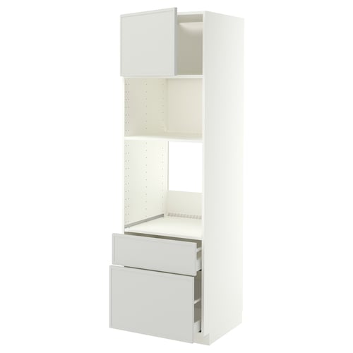 METOD / MAXIMERA Élément haut pr appareils encastrés, blanc/Aspudden gris clair, 60x60x200 cm