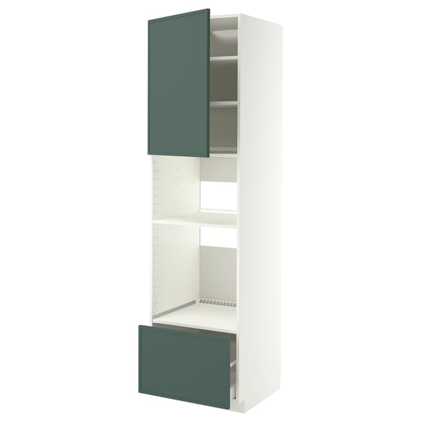 METOD / MAXIMERA Élément haut pr appareils encastrés, blanc/Aspudden gris-vert foncé, 60x60x220 cm