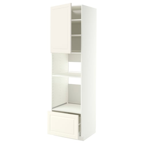 METOD / MAXIMERA Élément haut pr appareils encastrés, blanc/Bodbyn blanc cassé, 60x60x220 cm