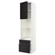 Une armoire de cuisine moderne nommée METOD avec des portes et des façades de tiroir en bois teinté de noir, des étagères blanches et un design élégant.