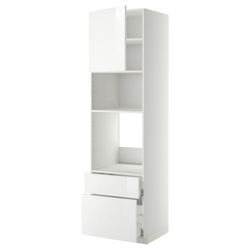 Unité de cuisine METOD blanche. Grand design moderne avec tiroirs et étagères.