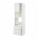 Meuble de cuisine METOD blanc avec étagères et tiroirs ouverts, design moderne.