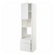Meuble de cuisine blanc METOD avec armoires, étagères et tiroirs. Design artisanal et moderne.