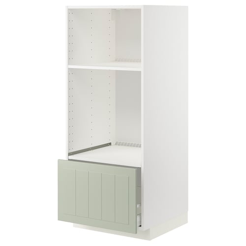Armoire de cuisine Ikea METOD blanche avec tiroir vert, rectangulaire, design moderne.