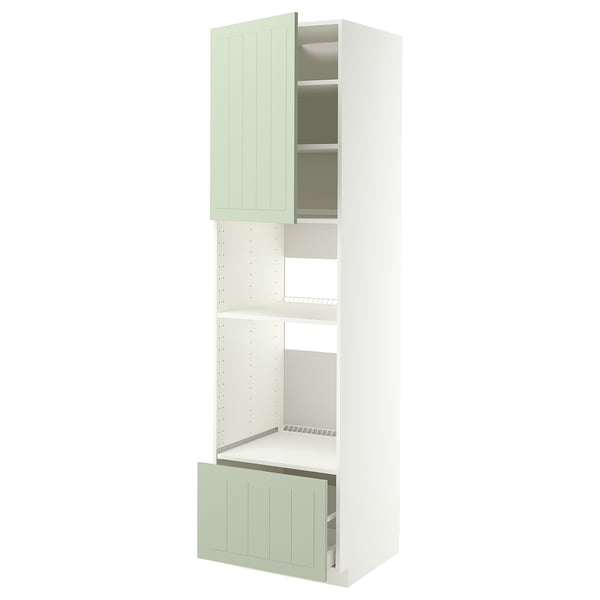 Armoire de cuisine METOD en vert avec tiroirs et étagères.