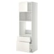 Unité de cuisine METOD blanche : armoire haute avec étagère, deux tiroirs, design minimaliste moderne.
